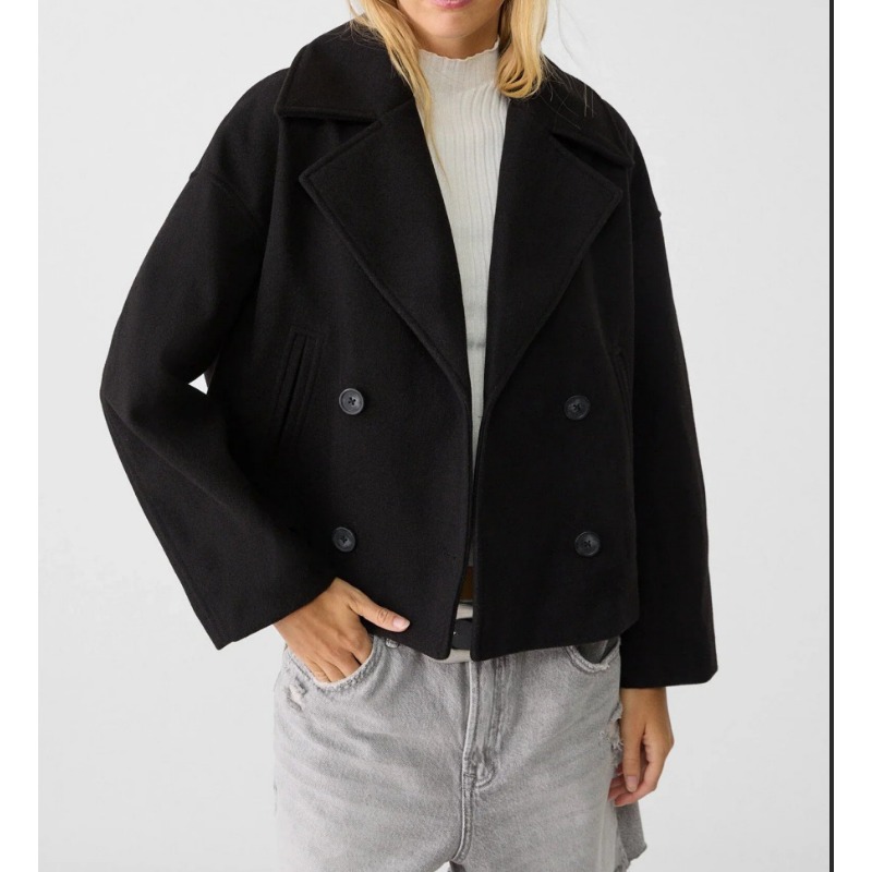 Wool Coat Peacoat - Manteau court en laine mélangée à