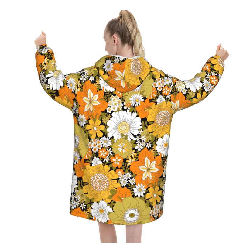 Hippie fleur florale rétro cou - Sherpa Hoodie Fleece avis et prix