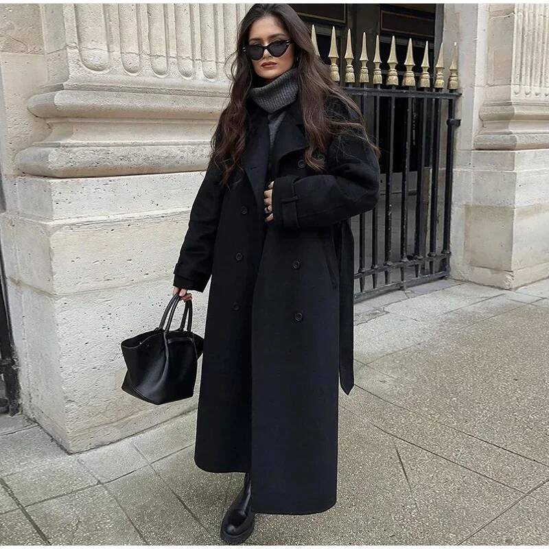 Manteau long élégant gris en f - Wool Coat Peacoat avis et prix